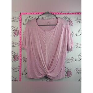 Hyba tshirt light pink twist Relaxed Short-Sleeve Twist-Front Tee in Light Pink
